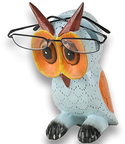 ART-CRAFT Brillenhalter brillenständer brillenablage Eule aus Holz handgeschnitzt und handbemalt 20cm