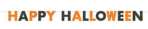 Unique Party 63495 - 9ft Glitter Orange and Black Happy Halloween Banner