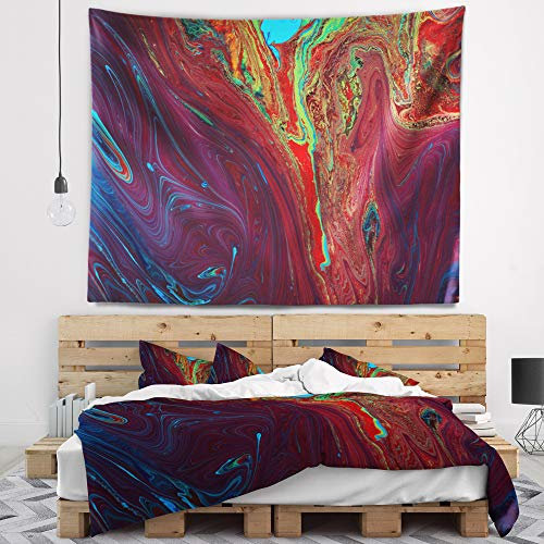 Design Art TAP9992-39-32, abstrakte Acrylfarbe, Dunkelrot Wandteppich, 100% Polyester, Hergestellt auf leichtem Polyestergewebe, Medium: 39 in. x 32 in