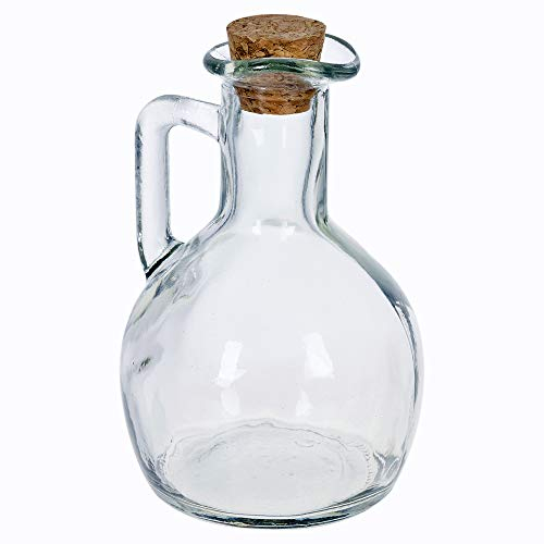URBN-CHEF 3 Piece Glass Oil and Vinegar Set Cruet Condiment Dispenser Bottle Struggle Cork Lid (1, 150ml)