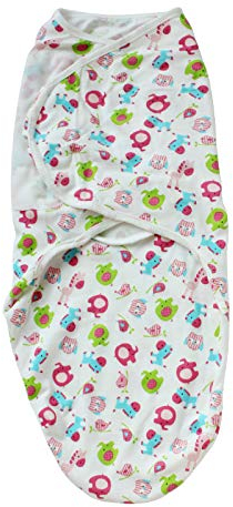 Baby Pucksack Neugeboren Wickel-Decke aus Baumwolle, Morbuy Universal Verstellbare Pucktücher Extra Weich und Kuschelig Stoff für Säuglinge Unisex - 2er Set (60 * 75cm(3-8monate),Bunte Elefanten)