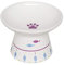 Extra Wide Raised Cat Food Bowl, Porcelain Made, for normal sized adult cats.