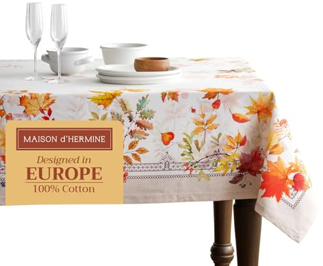 Maison d' Hermine Tischdecke, rechteckig, 100 % Baumwolle, 178 x 228 cm, wiederverwendbar, für den täglichen Gebrauch, für Thanksgiving, Weihnachtsdekoration, Esszimmer, Bauernhaus-Party, Amarante
