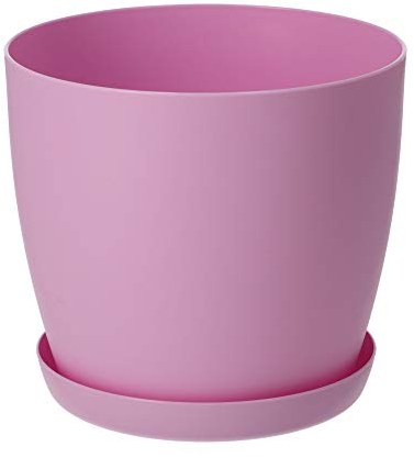 KADAX Pot de Fleurs en Plastique avec Soucoupe et Finition Mate Élégante, Cache-Pot pour Une Décoration Intérieure Raffinée et Moderne (16 cm, Rose)