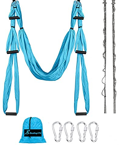 Aerial Yoga Swing Set Yoga Hammock Trapeze Sling Inversion Tool for Indoor Home Fitness (Blue)
