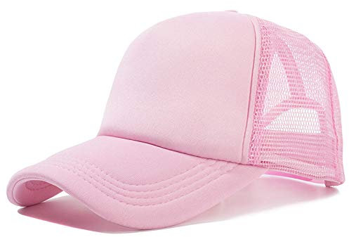 Herren Kappe Hut Unisex Cap Casual Plain Mesh Baseball Cap Verstellbare Snapback Hüte Für Frauen Männer Hip Hop Trucker Cap Streetwear Dad Hat-Pink_54Cm-60Cm