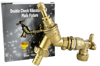 Wärmer System Water Outdoor Robinet à double vérification en laiton 1/2 BSP avec plaque murale Fixation coudée
