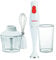 Necchi - NJHB-128 FULL SET Mixer a immersione più accessori, 300W, 2 velocità, asta frullatore in plastica staccabile, lame SUS301, ciotola da 350ml, frusta, misurino da 700ml