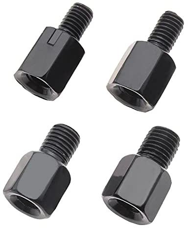 eMagTech 4 x Motorradspiegel-Adapter, Höhenverstellung, verzinkter Stahl, Motorrad-Spiegel-Riser/Verlängerungsschrauben, M8 auf M8/10 Gewinde links/rechts