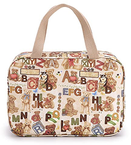 SUMTree Trousse de Toilette Sac de Toilette Grande capacité Organisateur pour Le Voyage,Business,Pique-Nique (Lettre Ourson) Brun