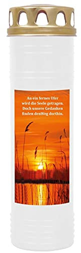 HS Candle Grabkerze Grablicht mit Motiv (Sonnenuntergang) - ca 170h / 7 Tage Brenndauer je Kerze (26cm, Ø 7cm) - viele Verschiedene Designs