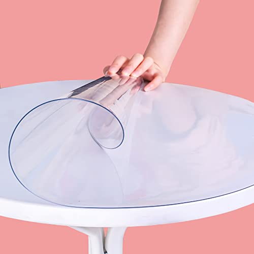 HQQMNY Tablecloth Protecteur De Couverture De Table Transparent, Tapis De Table Anti-Chaud Nappes Transparentes pour Bureau Ordinateur Bureau Canapé Table À Manger 1mm-Ronde 40cm