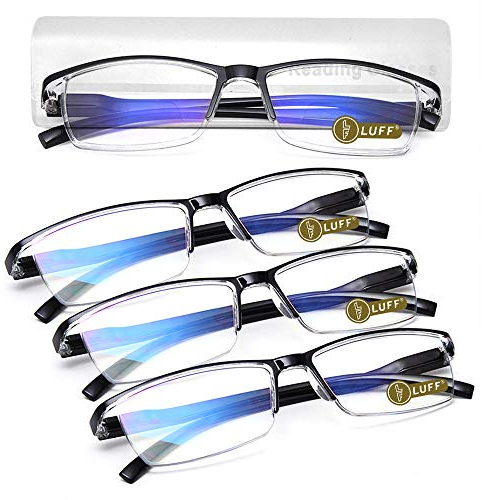 LUFF 4Pcs Anti-Blue-Ray-Lesebrille Tragbare Ultraleichtleser（4.0X）