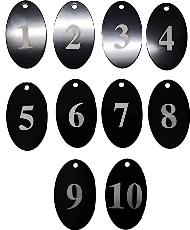 Sourcemall Nummerierte Etiketten mit Schlüsselanhänger aus Aluminiumlegierung (schwarz, 1-10)