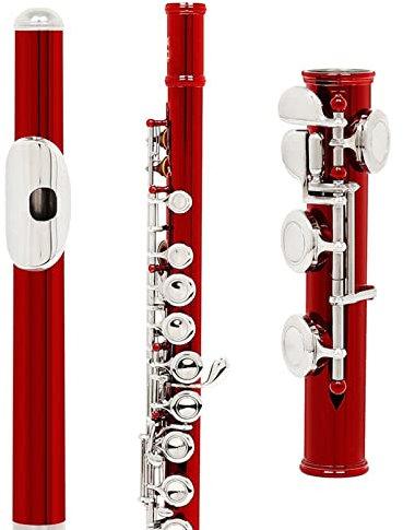 16 Löcher C Key Flöte Cupronickel Rotes Querflöten-Holzwind-Instrument Mit Fall Querflöte