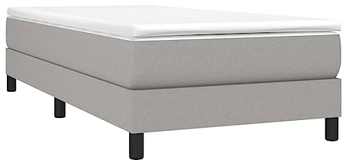vidaXL Sommier à Ressorts de Lit Sommier à Lattes Lit Rembourré Cadre à Lattes Lit Simple Adulte Chambre Intérieur Gris Clair 25 cm/ 90x190 cm Tissu