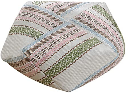 VERCART Boho Ottoman Pouf Hocker Ungefüllt Bodenkissen Sitzpouf Sessel Sitzkissen Boden Geflochten Sitzhocker Beiläufig Sitzpuff Puff Hocker Abdeckung 53x53x20cm Farbiger Streifen