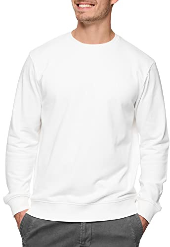 Indicode Herren Holt Sweatshirt aus Baumwollmischung | Sweater mit RIPP-Bündchen Pullover für Männer Offwhite, S