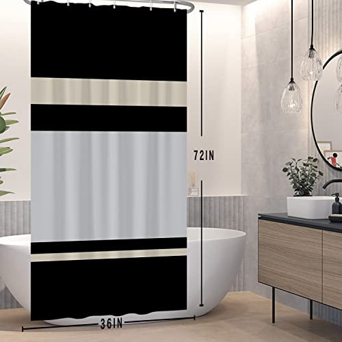 SDOTPMT 90x180cm Tenda da doccia a righe bianche nere Classic Color Matching Semplice Moda Bagno Tenda Retro stile bohemian tenda della vasca da bagno per la decorazione del bagno con ganci