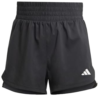 adidas Donna Pacer Training 3-Stripes Woven High-Rise Shorts, Black/White, S 5 inch