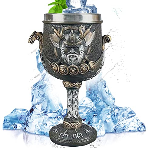 Game of Thrones Goblet, Stark & Tully & Targaryen & Lannister & Baratheon Stainless Steel Resin 3D Coffee & Beer Mug Drinkware Mug (Vikings)