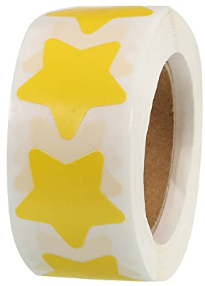 sourcing map 1 Rolle Stern Aufkleber 1 DIY Kleber PVC Etiketten für Hinweise Grußkarten Geschenk Boxen 500 Zählen/Rolle Gelb