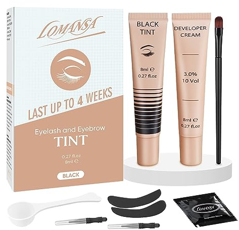Lomansa Lash Tint Kit Instant Black Eyelash Dye and Brow Tint 8ml Easy to Use with Natural Results for Beginner Salon Beauty