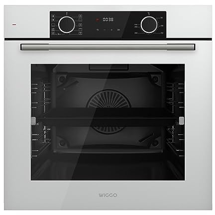 [ Test SEHR GUT, Note 1.1 *] WIGGO Backofen Set grau 60cm 73L mit Teleskopschienen & Airfry, Selbstreinigung, 10 Funktionen, Soft-Close, Einbaugerät Einbaubackofen [5 Jahre Garantie, Klasse A]