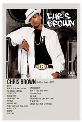 GUyfam Chris Brown's Album Cover – Chris Brown Poster Leinwand Poster Wandkunst Dekor Druck Bild Gemälde für Wohnzimmer Schlafzimmer Dekoration 30 x 45 cm