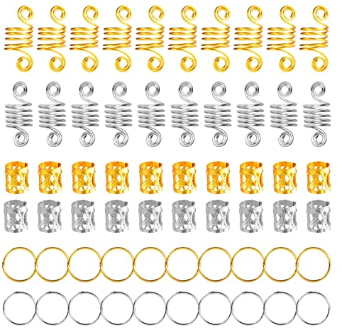 Zubehör Extension Pack Hair Ring Hair 60 Dirty Set Ring Braid Dekoratives Accessoire Stirnbänder Damen Set (Gold and silver, One Size)