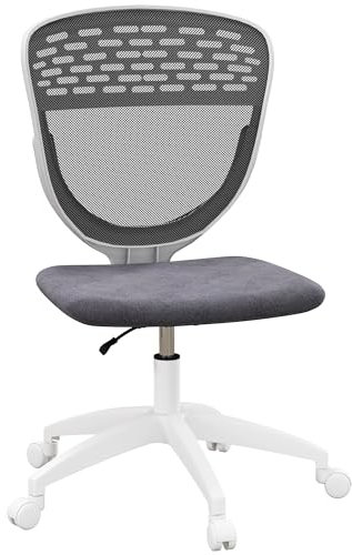 Vinsetto Office Chair, Computer Desk Chair, Armless Swivel Chair with Adjustable Height, Rolling Wheels and Mesh Back Support for Home Students Study, Grey
