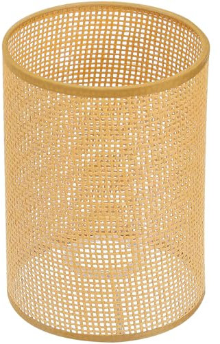 UPKOCH Abat-Jour E27 En Rotin Tissé, Lampe De Bureau, Lampe De Chevet, DéCoration IntéRieure, Marron Clair, 20.5X14X14Cm, Pour Salon, Chambre, HôTel, Bureau