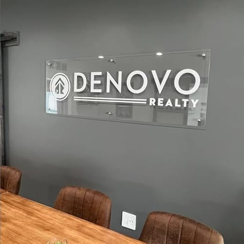 Custom Reception Sign, Office Wall Logo Acrylic Sign for Business Logo UV Printed Name Plate Signage for Salon Nails Studio Wall Aesthetic Decor Office Signage
