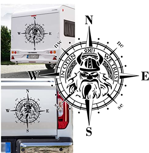 Rakelfix Kompass Wikinger In Odin we Trust Thor Aufkleber Apassbar Wohnmobil Auto Autoaufkleber Sticker Kompassrose Windrose Camper