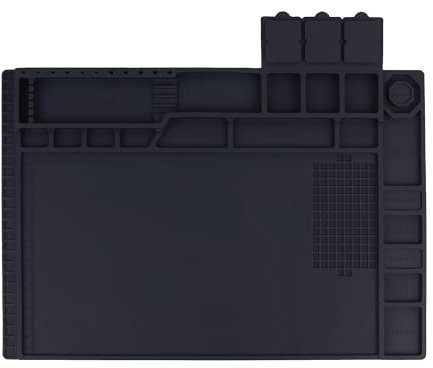 HPFIX Premium Heat Resistant 932°F 17.3'' x 11.8'' Magnetic Silicone Soldering Mat Electronics Work Mat for Computer Cell Phone Laptop Repair, UK02BLACK