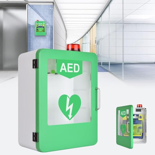 AED-Schrank, AED-Schrank, an der Wand montierte Alarmbox für Herzdefibrillation aus Kunststoff, mit Einstellbarer Trennwand für das Alarmsystem, passend für die meisten AED-Modelle, für das Büro zu