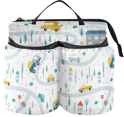 Cute Cars Road Luggage Travel Cup Holder Folding Plane Drink Holder with Strap Travel Gifts for Airplane Travelers