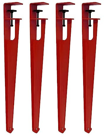 LRYELWA 4X Pieds de Serrage de Table en Métal,Pieds de Meubles Réglables en Forme de F,Pieds de Table À Clipser en Fer,pour Table À Manger,Bureau,Table Basse,Conception sans Perforation (76cm,Red)