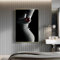 CHAOJIART Impressions sur toile femme nue verre à vin peinture noir blanc fille sexy affiches mur art moderne pour salon décor photos 60 x 90 cm sans cadre