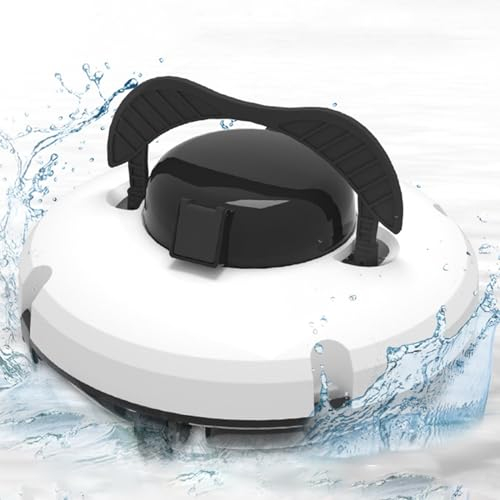 Robot aspirador para piscina, dura 120 minutos de tiempo de ejecución, aspirador automático para piscina, potente succión, robot skimmer para piscinas de fondo plano de hasta 1000 pies cuadrados