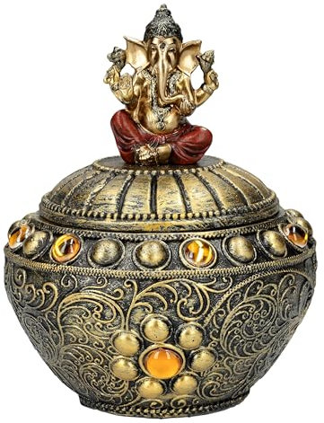 Ganesha Figur auf Schatulle 12,5 cm - Hindu Deko Statue Gott