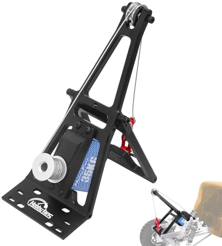 Hobby Fans Alluminum RC Seilwinde Double Stent Rescue Set Truck Abschleppkran Arm Wrecker Kit mit 360° 35KG Servo für 1/10 SCX10 TRX4 RC Crawler und Anhänger RC Upgrade Teile (Schwarz)