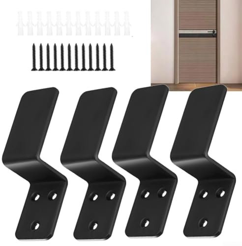 Lot de 4 supports de barricade en métal pour serrure de porte en Z pour maison, grange, abri de jardin, garage, portail