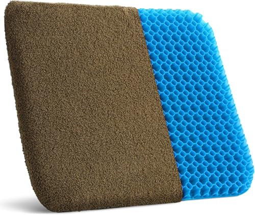 HASA zone Gel Seat Cushion, Double Thick Breathable Car Seat Cushion Seat Cushions, Lumbar Support Chair Cushion With Warm Cover For Winter Home Office Chair Car Wheelchair & Pet