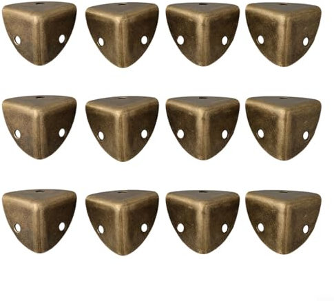 Set of 12 Decorative Metal Corner for Jewelry Chest Box, Retro Style, Wooden Case, Green Bronze