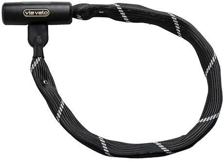 Via Velo Fahrradschloss, 7 mm, vierseitig, 91 cm Länge, 4 Schlüssel, Verkauft Secure Bronze, Schwarz, Ketten-Fahrradschloss