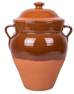Tinaja de barro ecológica de 55 cm. con tapadera y capacidad para 18 litros aproximadamente.