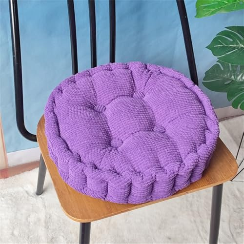 Morbuy Jacquard Rund Sitzkissen, Sitzkissen Outdoor & Indoor, Einfarbig Weiches Stuhlkissen, Waschbares Sitzauflagen Gartenmöbel, Steppkissen Stuhlkissen für Esszimmer (50x50cm,Lila)
