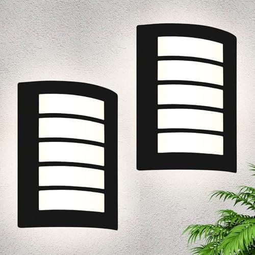 HiBay 2er Set Wandlampe E27 Außenlampe IP44 Wandleuchte Schwarz Matt Eckig Edelstah ABS Außenwandleuchten für Hauswand Balkon Badezimmer (Ohen Glühbirnen)