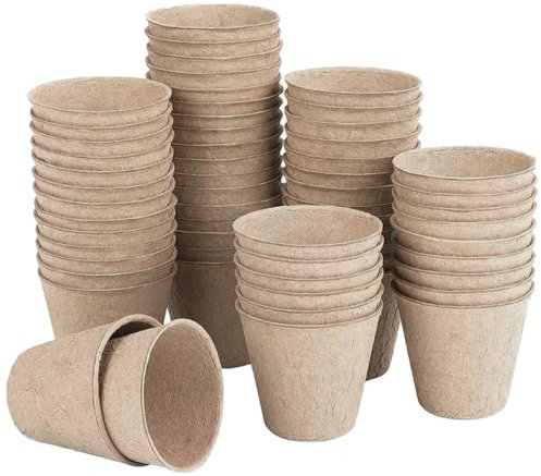Cozylkx 100 Stück Biologisch Abbaubare Pflanztöpfe, Kokosfaser-Anzuchttöpfe, Anzuchttöpfe Für Gartenpflanzen, Gemüse, Blumen, Kräuter